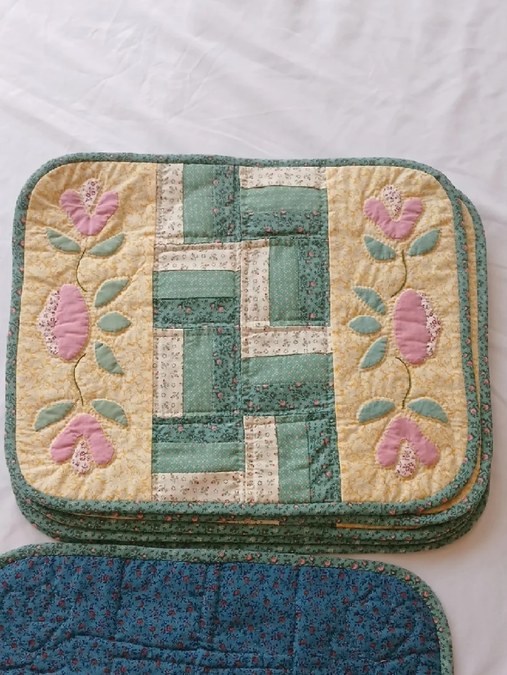 Handcrafted Quilted Reversible Placemats Set of 6